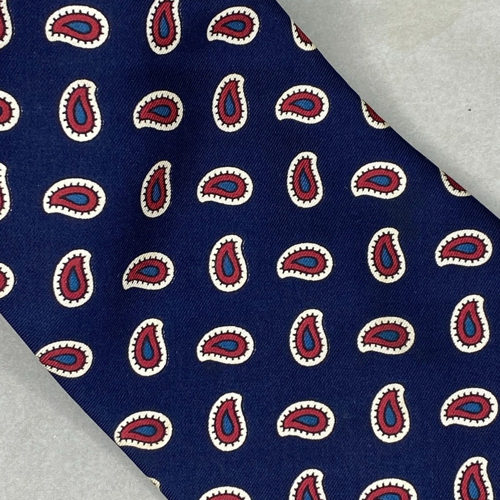 VTG Liberty of London Tie‎ Men Navy Paisley Silk Classic Foulard 59x3.5 - Picture 3 of 5
